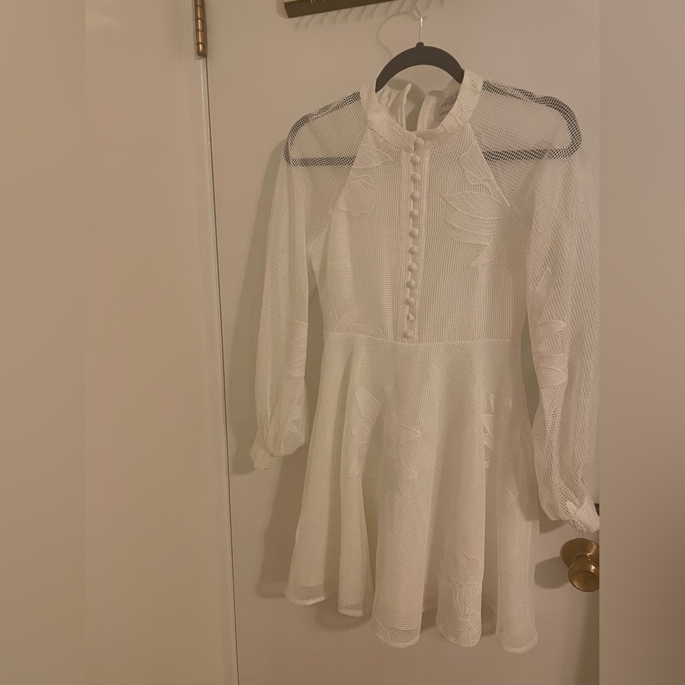 White Mare Mare Anthropologie dress with floral detail and sheer sleeves  NWOT